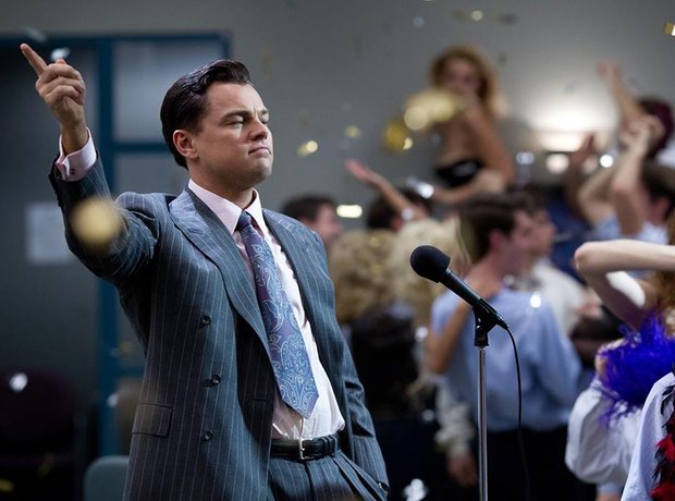 Leonardo DiCaprio in a grey suit