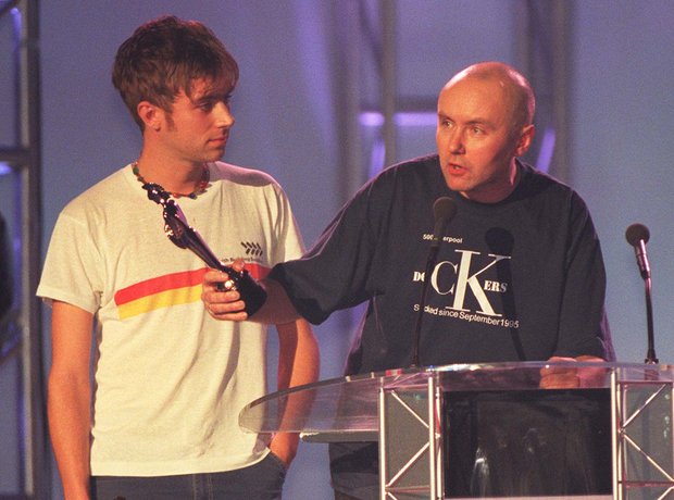 Damon Albarn of Blur and Irvine Welsh at the BRIT