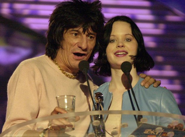 Ronnie Wood and Thora Birch at the BRIT Awards 2000