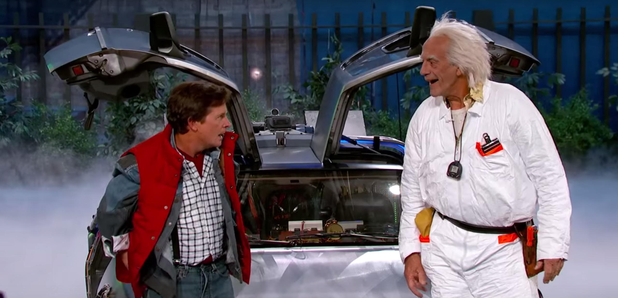 Marty McFly and Doc Brown on Jimmy Kimmel