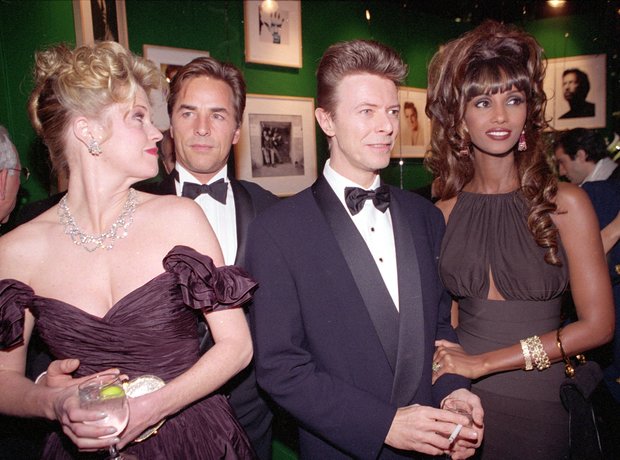 David Bowie and Iman with Don Johnson and Melanie
