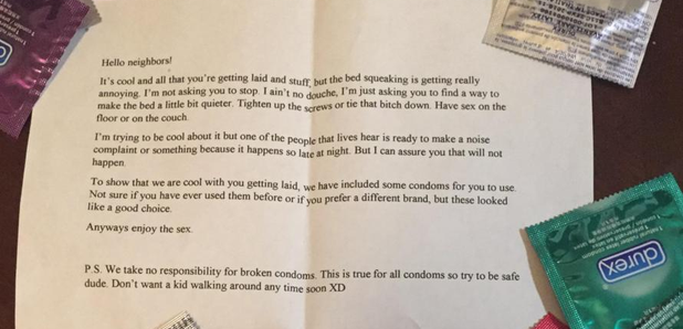 Enjoy The Sex This Letter To A Neighbour Who S Having Noisy Sex Is Pretty Perfect Radio X