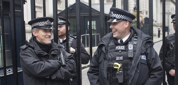Laughing Policemen stock image