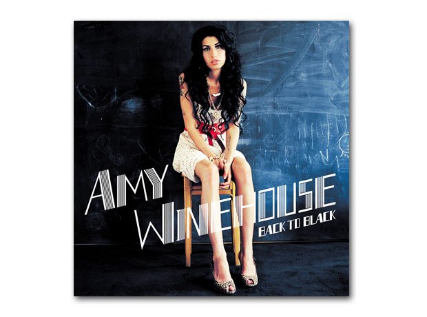 Amy Winehouse Back To Black LP artwork with backgr