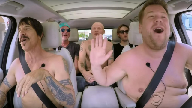 Watch Red Hot Chili Peppers James Corden Go Topless Wrestle On Carpool Karaoke Radio X