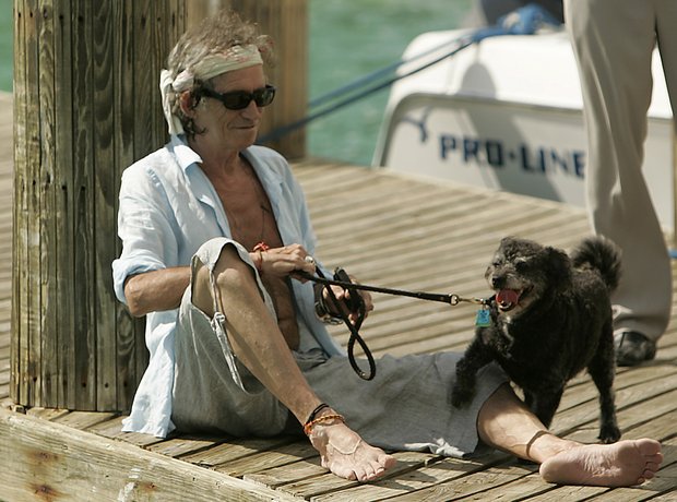 Keith Richards with his dog