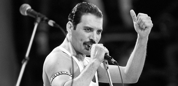 Queen's Freddie Mercury performing at Live Aid in