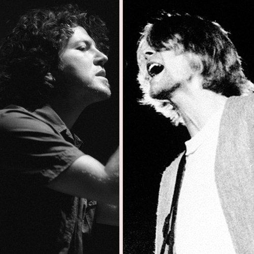 Pearl Jam's Eddie Vedder and Kurt Cobain