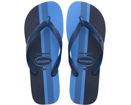 black and blue flip flops