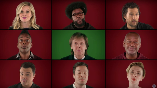 Paul McCartney and stars sing Wonderful Christmast
