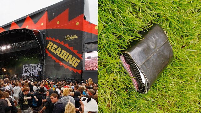 Reading Festival stage and wallet stock image