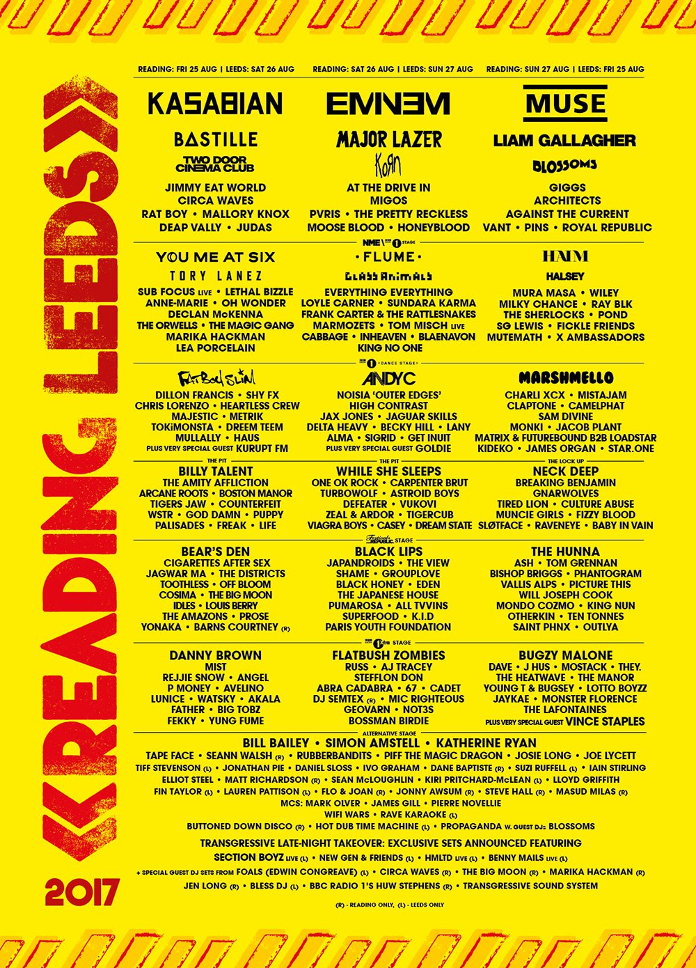 Reading and Leeds poster 2017