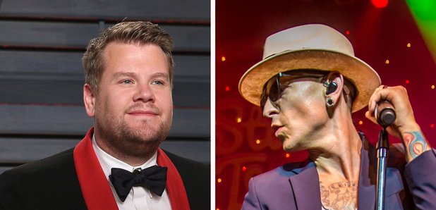 James Corden and Chester Bennington