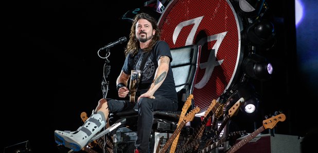 Dave Grohl with Broken leg at the Ansan Valley Roc