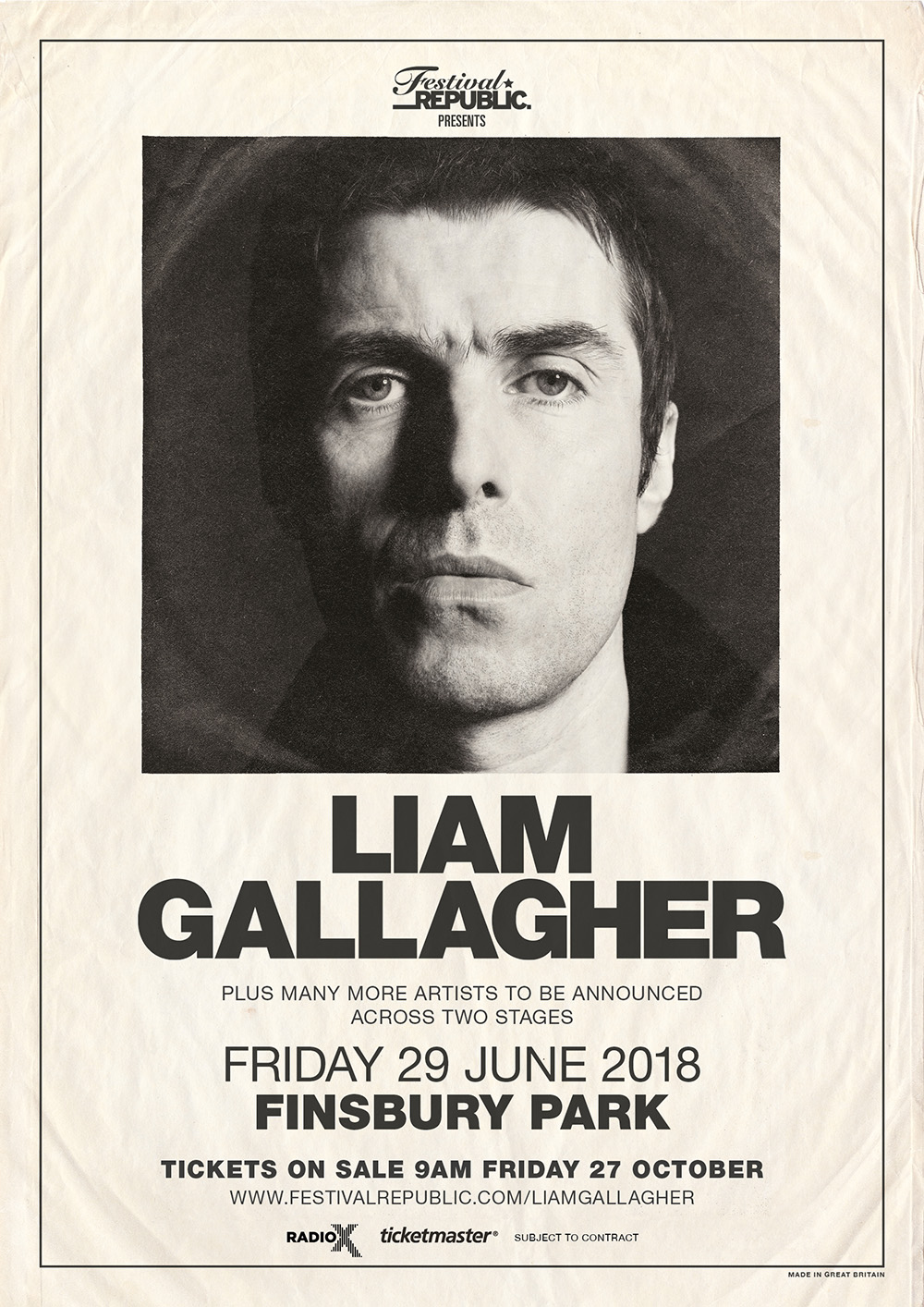 Liam Gallagher Finsbury Park 2018 poster