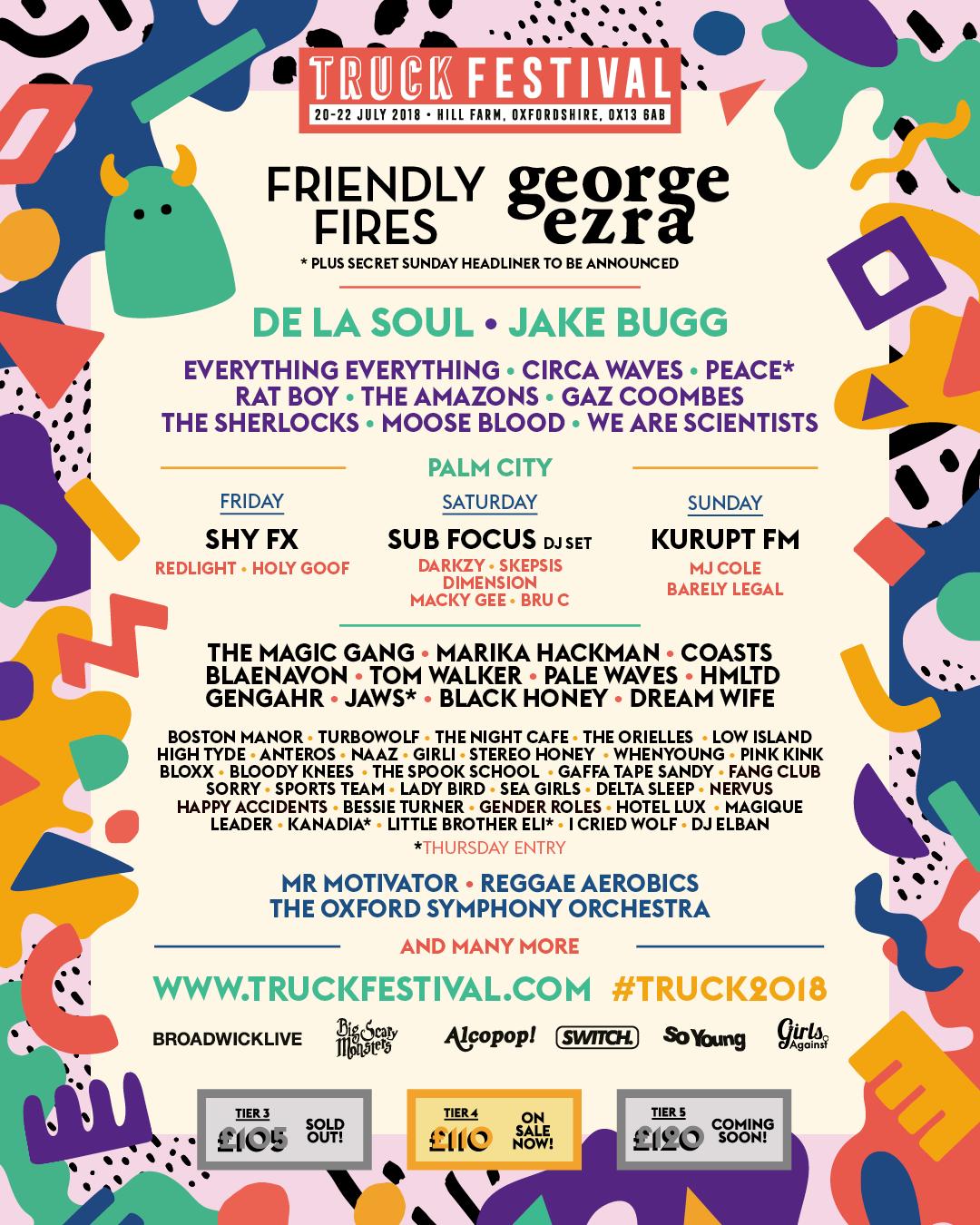 Peace, Friendly Fires And George Ezra For Truck Festival 2018 - Radio X