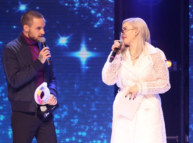Liam Payne and Anne-Marie on stage during The Glob